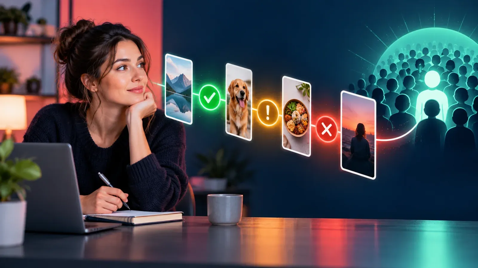 Editorial-style thumbnail showing a creator reviewing a recommendation eligibility checklist beside vertical video cards